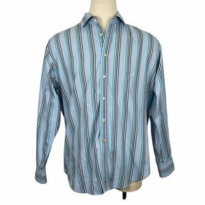 Thomas Dean Men's Long Sleeve Button Down Multi-Colored Vertical Striped XL‎